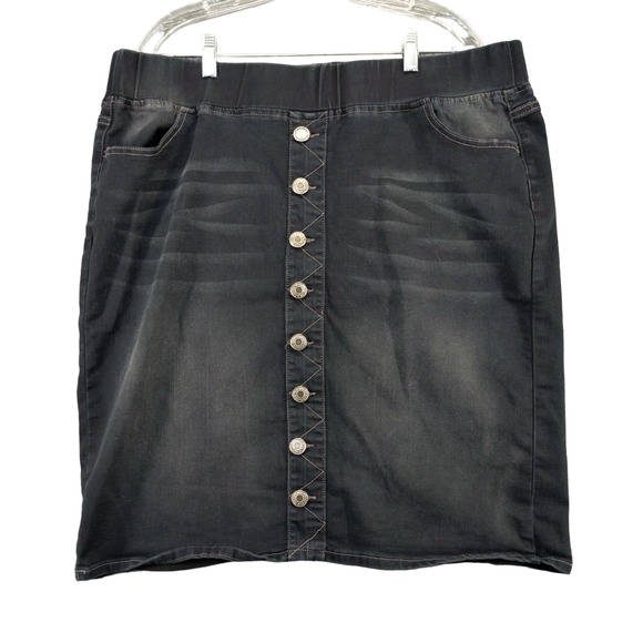 Be Girl Women's Mini Skirt Black 3XL Black Denim Button Front Pencil Stretch - Picture 1 of 12